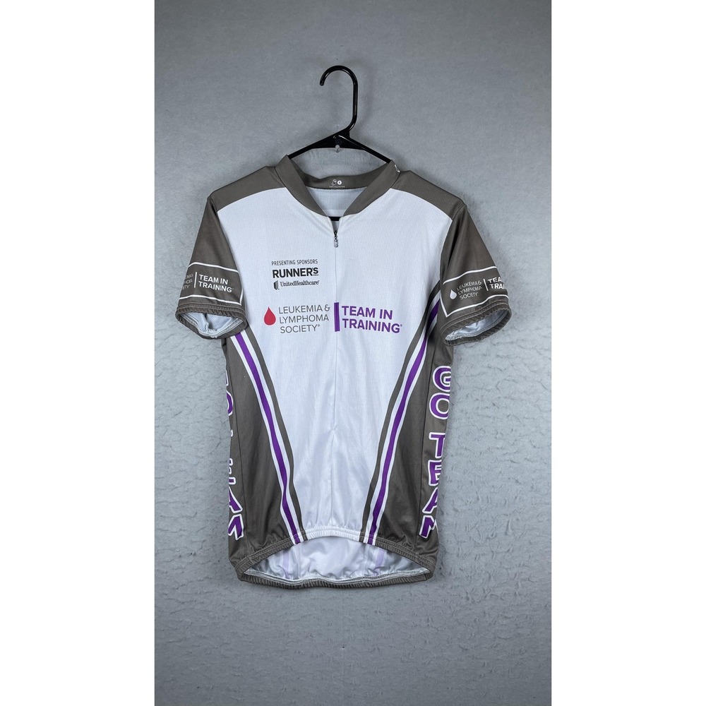 Team In Training‎ Leukemia Lymphoma Cycling Jersey Mens Small White Full Zip Top